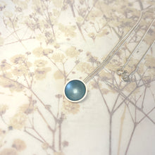 Load image into Gallery viewer, Silver and ice blue halo disc necklace
