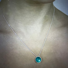 Load image into Gallery viewer, Silver and teal halo disc necklace
