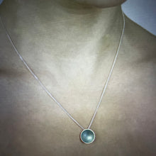 Load image into Gallery viewer, Silver and ice blue halo disc necklace
