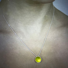 Load image into Gallery viewer, Silver and lime green halo disc necklace
