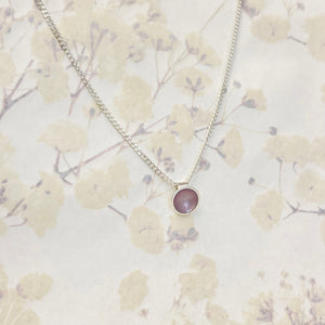 Tiny silver and pale pink enamel necklace