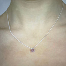 Load image into Gallery viewer, Tiny silver and pale pink enamel necklace
