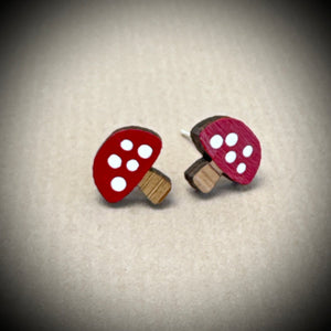 Wooden Earrings - toadstool