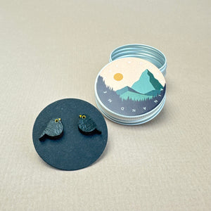 Wooden Earrings - black bird