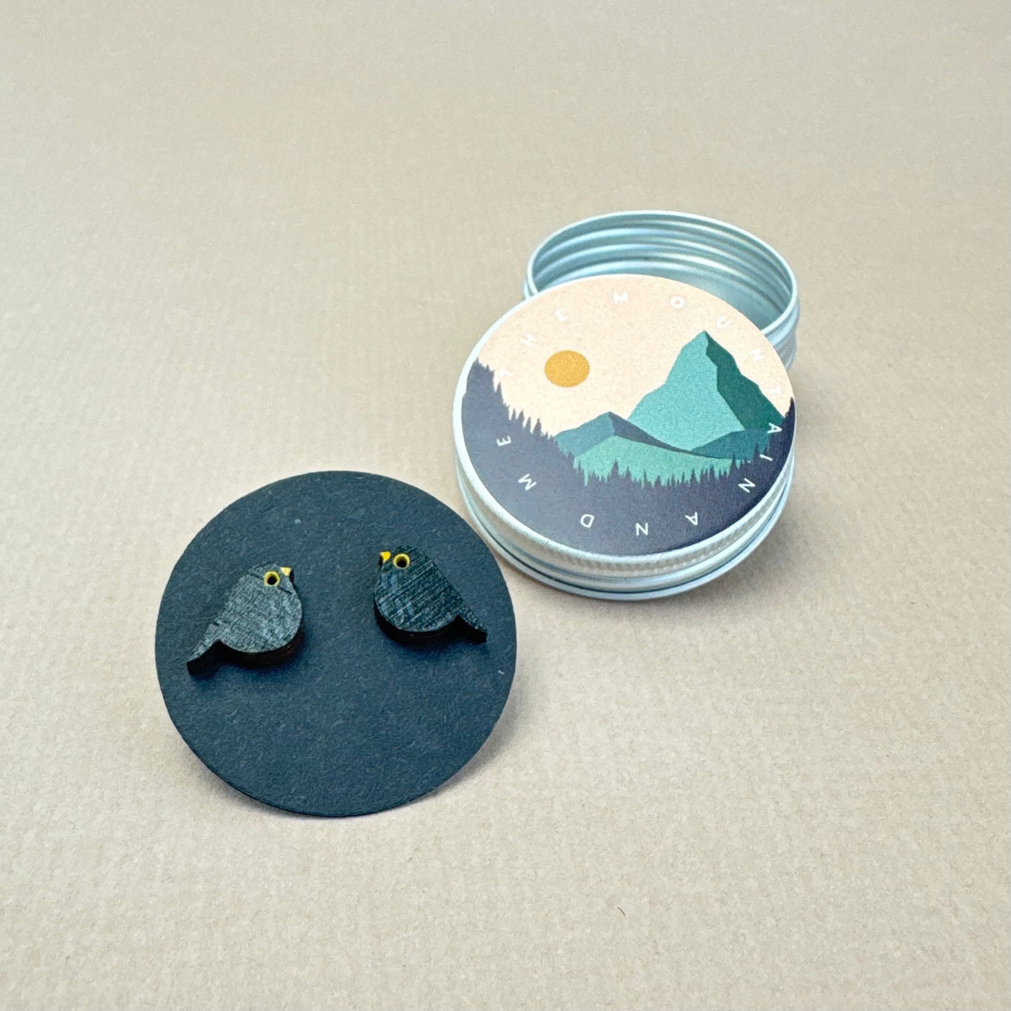 Wooden Earrings - black bird