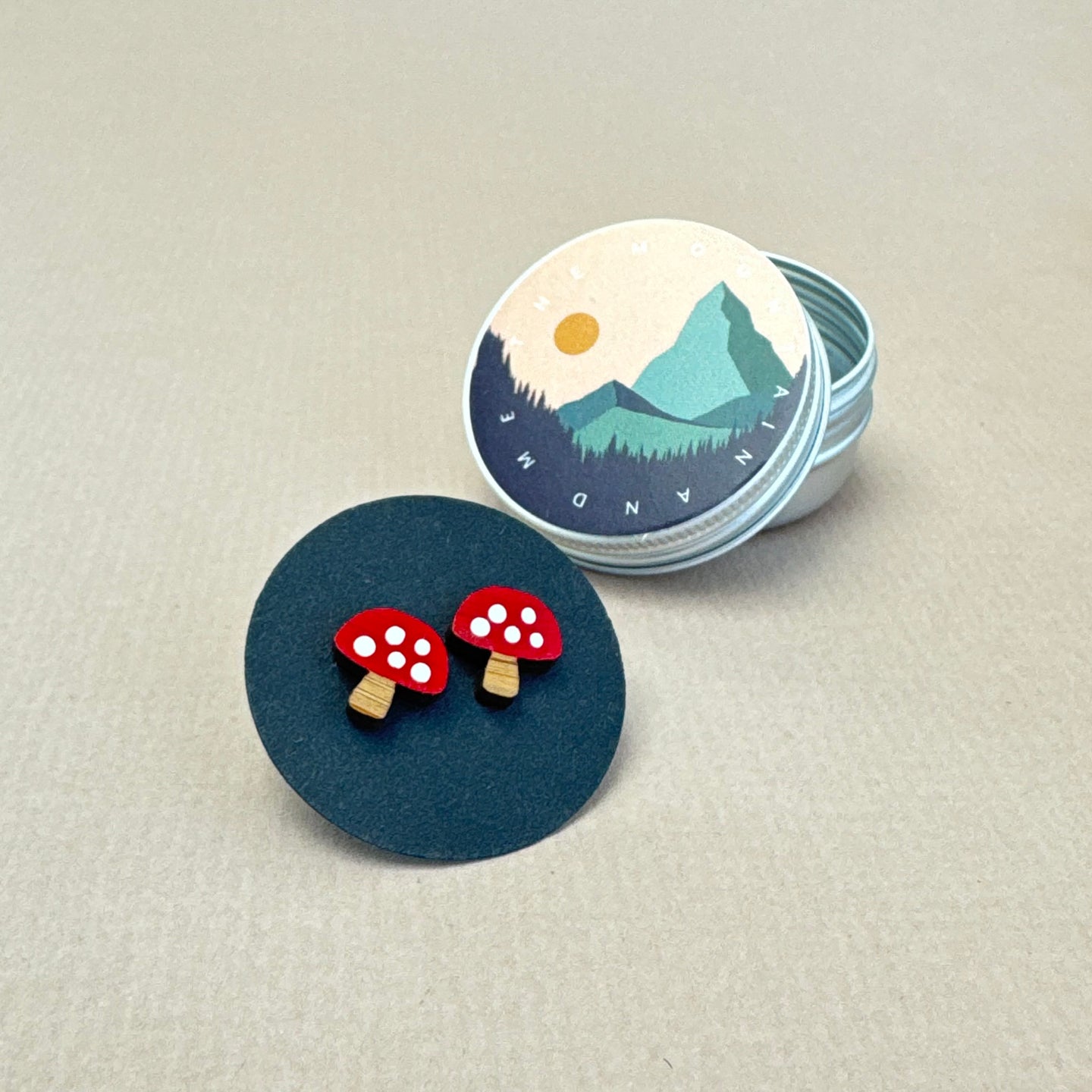 Wooden Earrings - toadstool