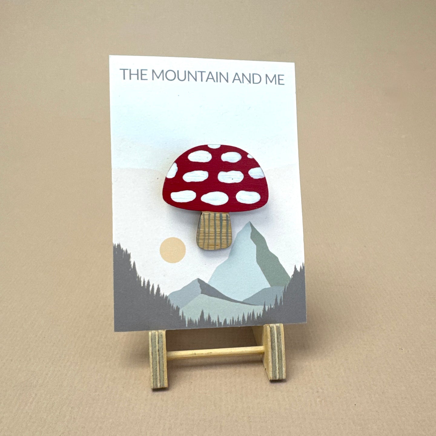 Wooden Brooch - toadstool