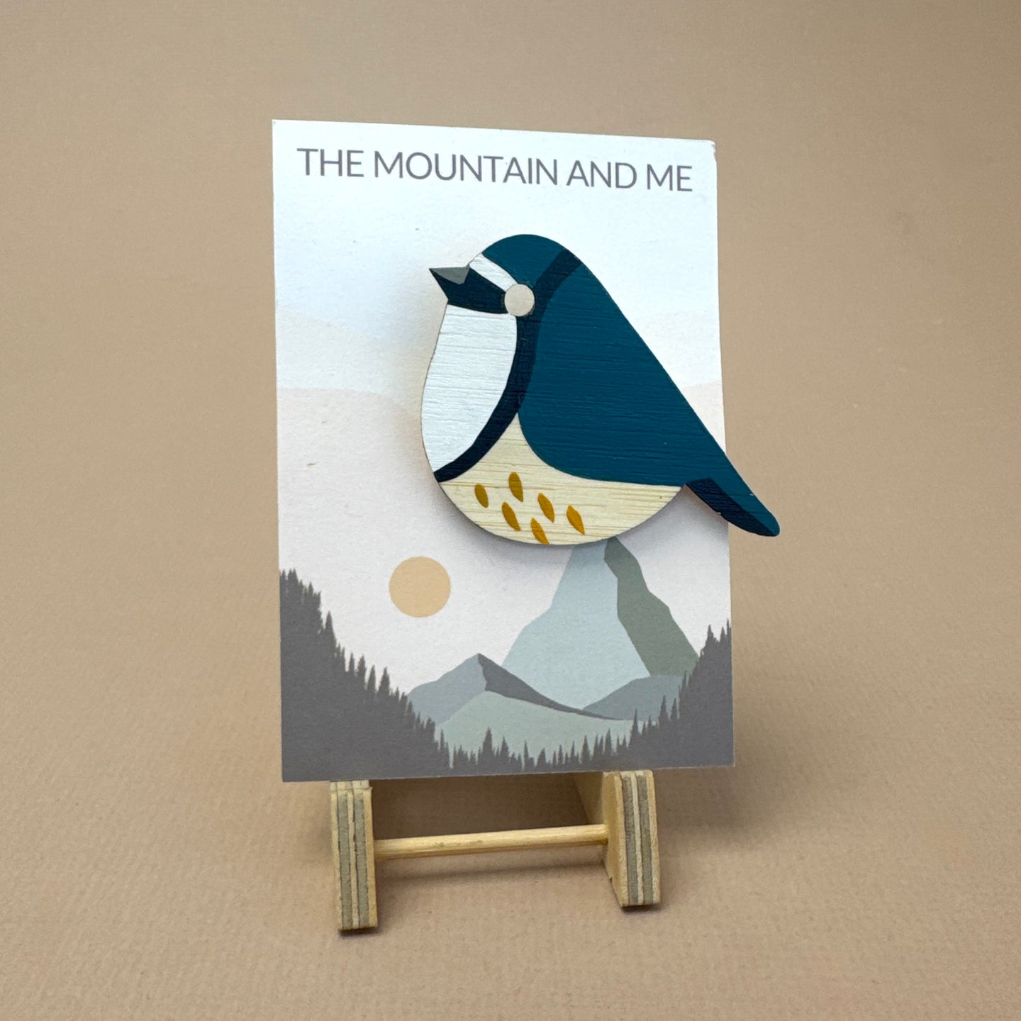 Wooden Brooch - bluebird