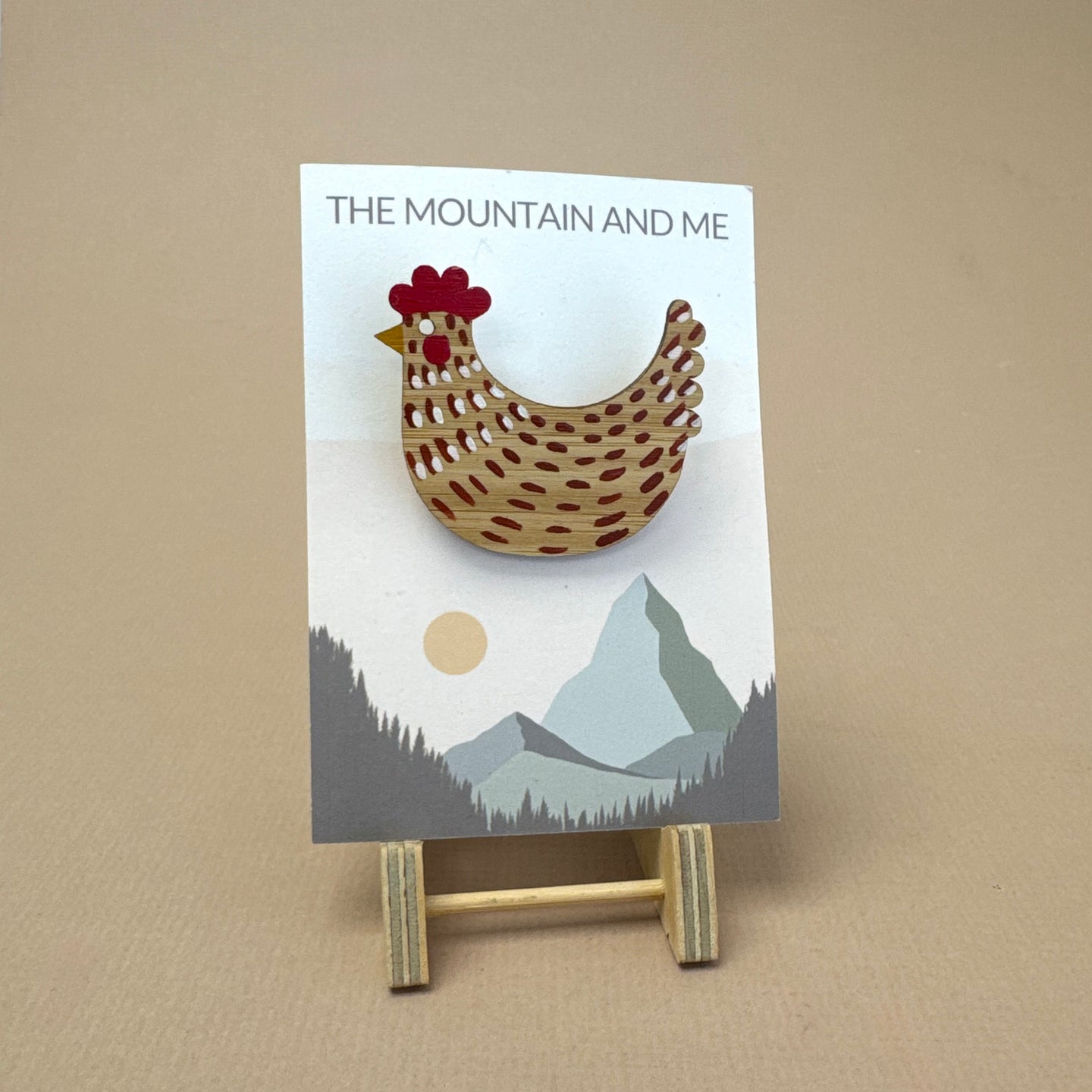 Wooden Brooch - Chicken