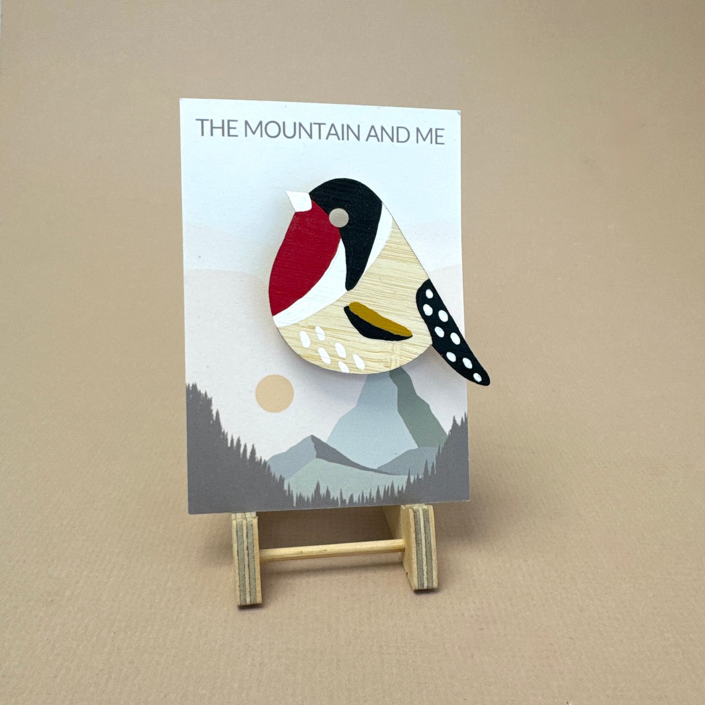 Wooden Brooch - goldfinch