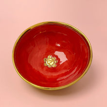 Load image into Gallery viewer, Decorative bowl - red with gold flower

