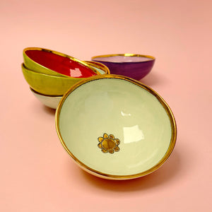 Decorative bowl -mint and gold flower