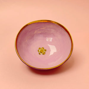 Decorative bowl - pink with gold flower
