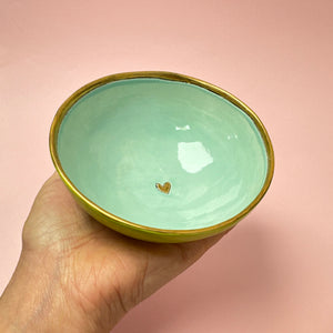 Decorative bowl - Mint with gold heart