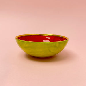 Decorative bowl - red with gold flower