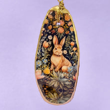 Load image into Gallery viewer, Oyster shell wall hanging - William Morris rabbit
