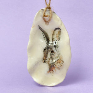 Oyster shell wall hanging - Hare