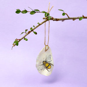 Oyster shell hanging - Bumblebee