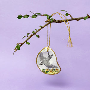 Oyster shell wall hanging - Swallow