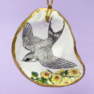 Oyster shell wall hanging - Swallow