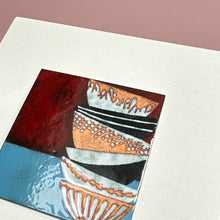 Load image into Gallery viewer, Enamel picture - Still life. Stack of porcelain cups
