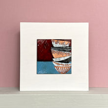 Load image into Gallery viewer, Enamel picture - still life. Stack of porcelain bowls
