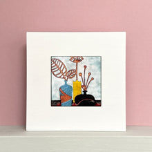 Load image into Gallery viewer, Enamel picture - still life. Leaves in vase
