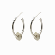 Load image into Gallery viewer, Silver nugget hoop stud earrings
