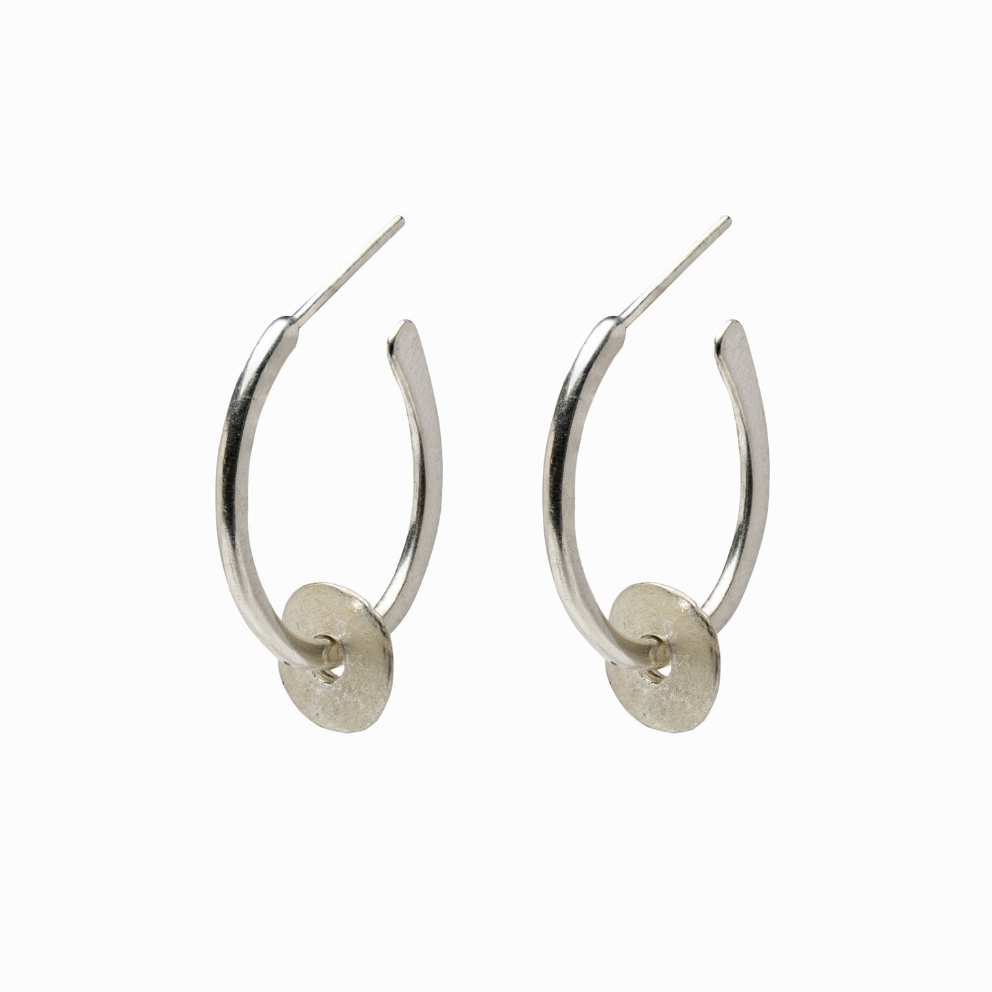 Silver nugget hoop stud earrings