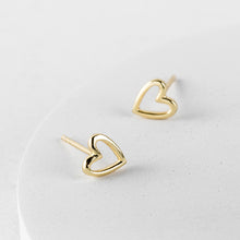 Load image into Gallery viewer, Gold heart stud earrings
