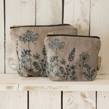 Load image into Gallery viewer, Small linen make up bag - natural wildflowers
