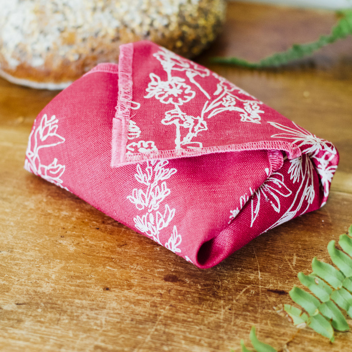 Reusable linen sandwich wrap (Raspberry)
