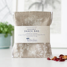 Load image into Gallery viewer, Reusable linen snack bag - natural wildflowers
