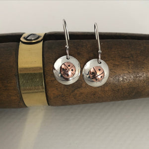 Silver and copper domed earrings