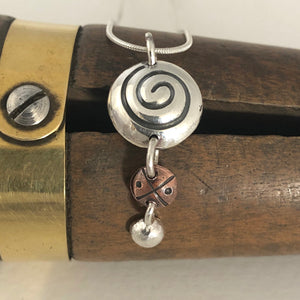 Silver & copper bead pendant