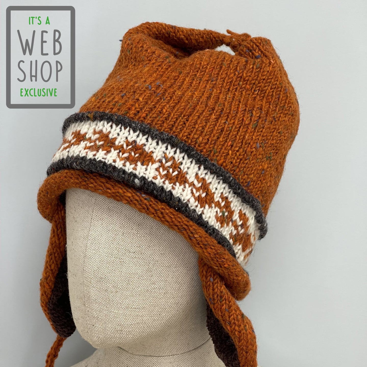 Chenille lined hand knit woollen hat - 1