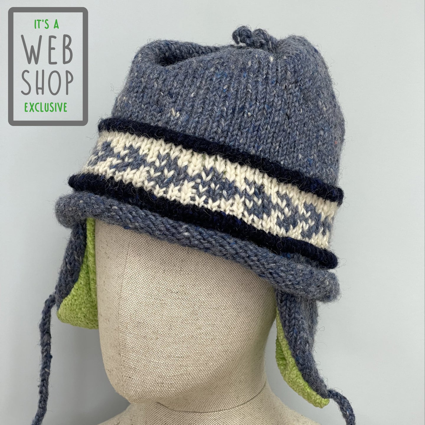 Chenille lined hand knit woollen  hat - 2