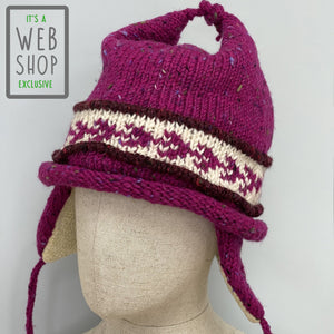Chenille lined hand knit woollen hat - 3