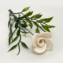 Load image into Gallery viewer, White ceramic rose in a bottle
