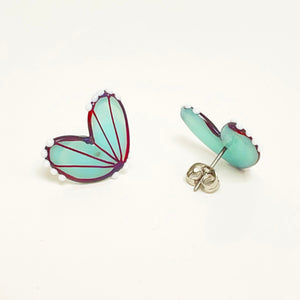 Glass butterfly wings stud earrings - neptune