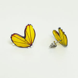 Glass butterfly wings stud earrings - yellow