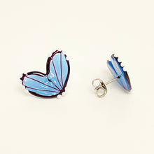 Load image into Gallery viewer, Glass butterfly wings stud earrings - blue
