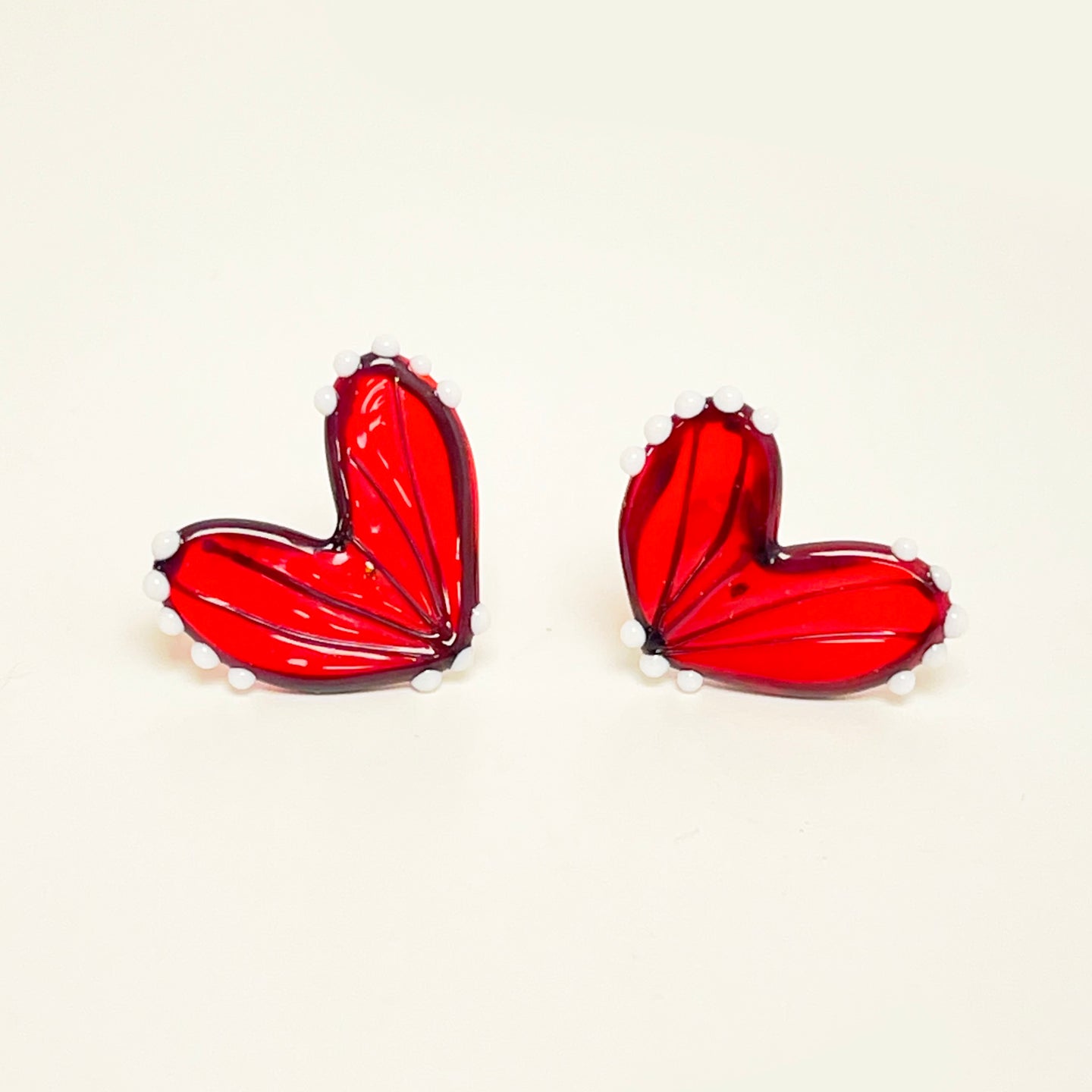 Glass butterfly wings stud earrings - red