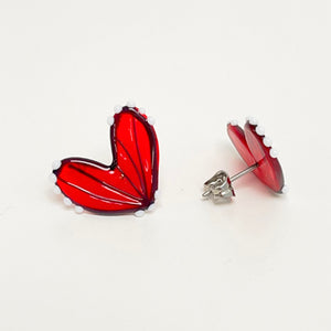 Glass butterfly wings stud earrings - red