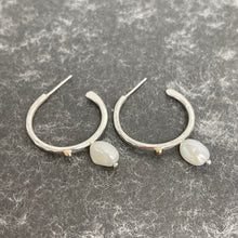 Load image into Gallery viewer, Silver &amp; pearl stud earrings - hoop
