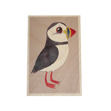 Load image into Gallery viewer, Wooden postcard - Puffin
