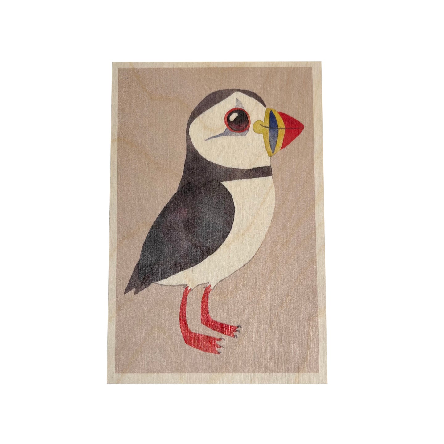 Wooden postcard - Puffin