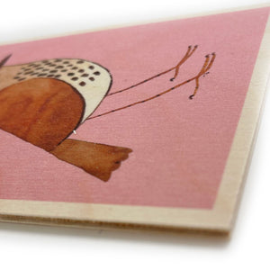 Wooden postcard - Thrush