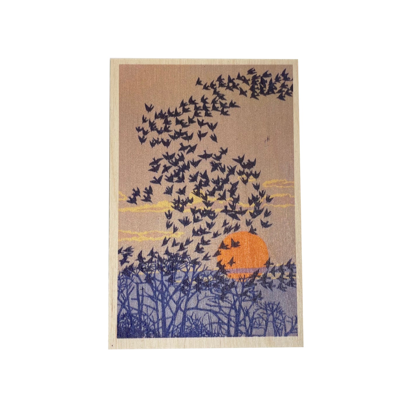 Wooden postcard - Bird murmuration