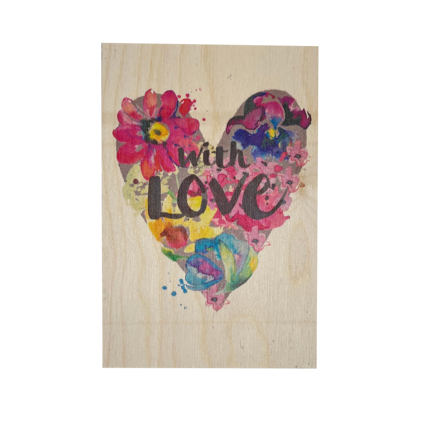 Wooden postcard - love heart